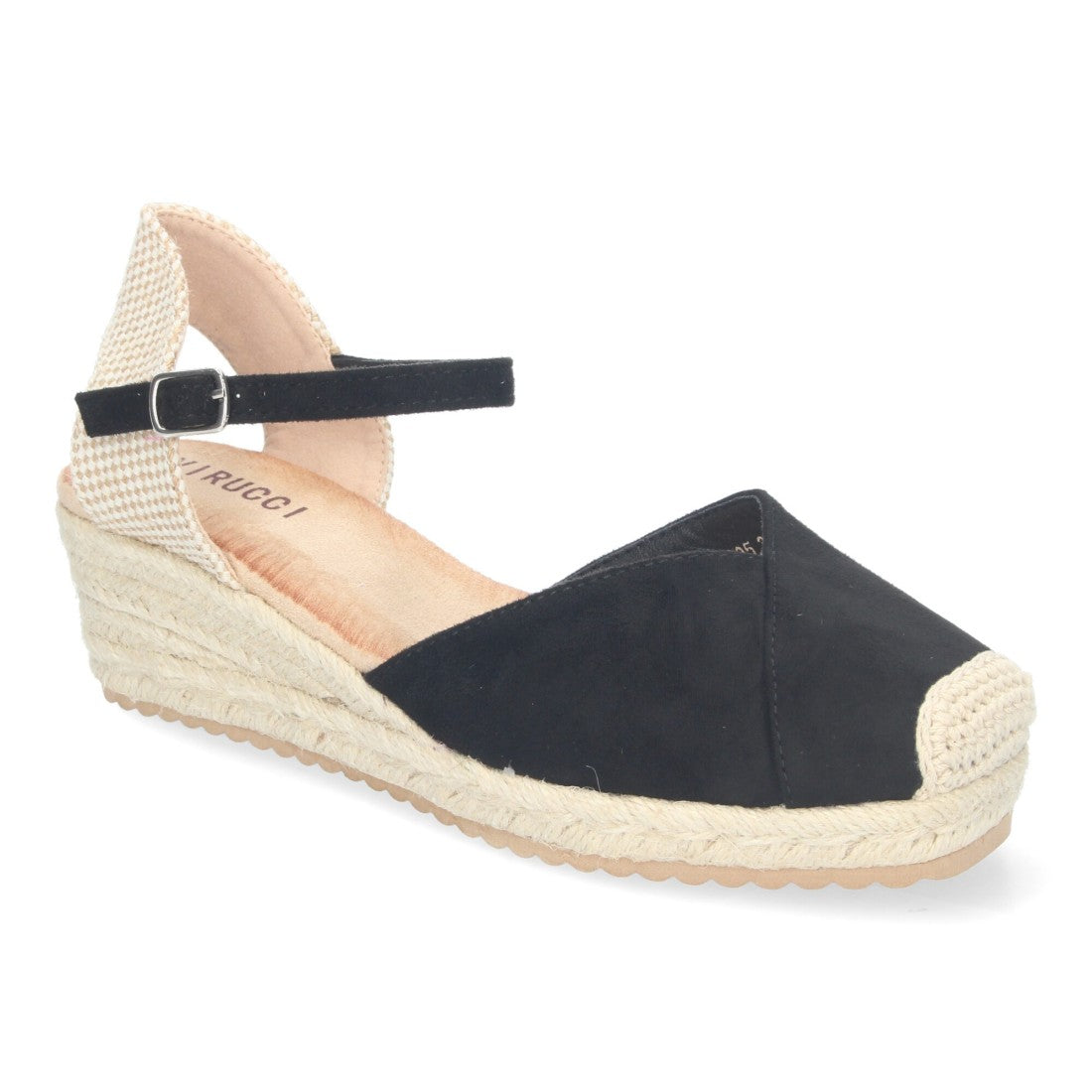 Sandalias Negras Mujer Cuña Yute Cómodas Elegantes