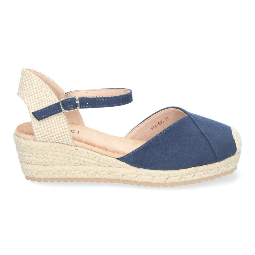 Sandalias Azul Marino Mujer Cuña Yute Cómodas Elegantes