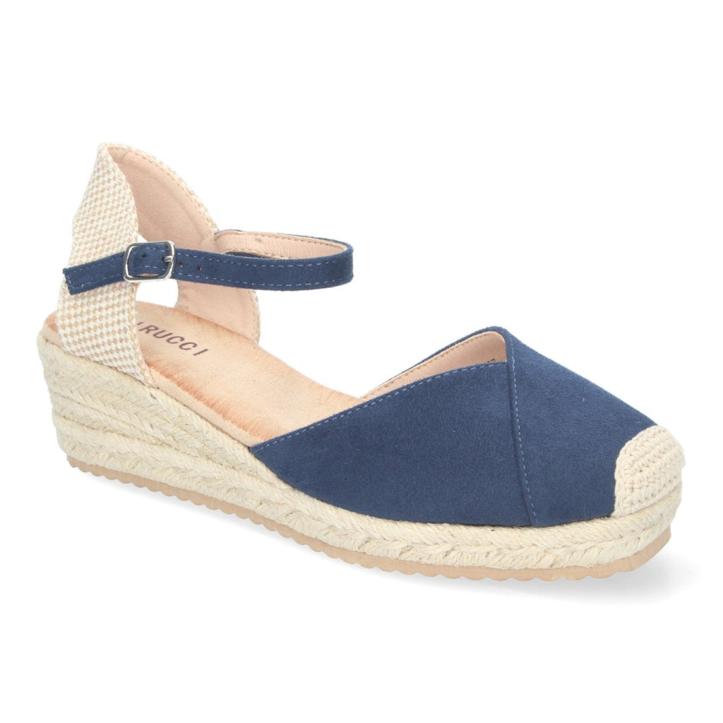 Sandalias Azul Marino Mujer Cuña Yute Cómodas Elegantes