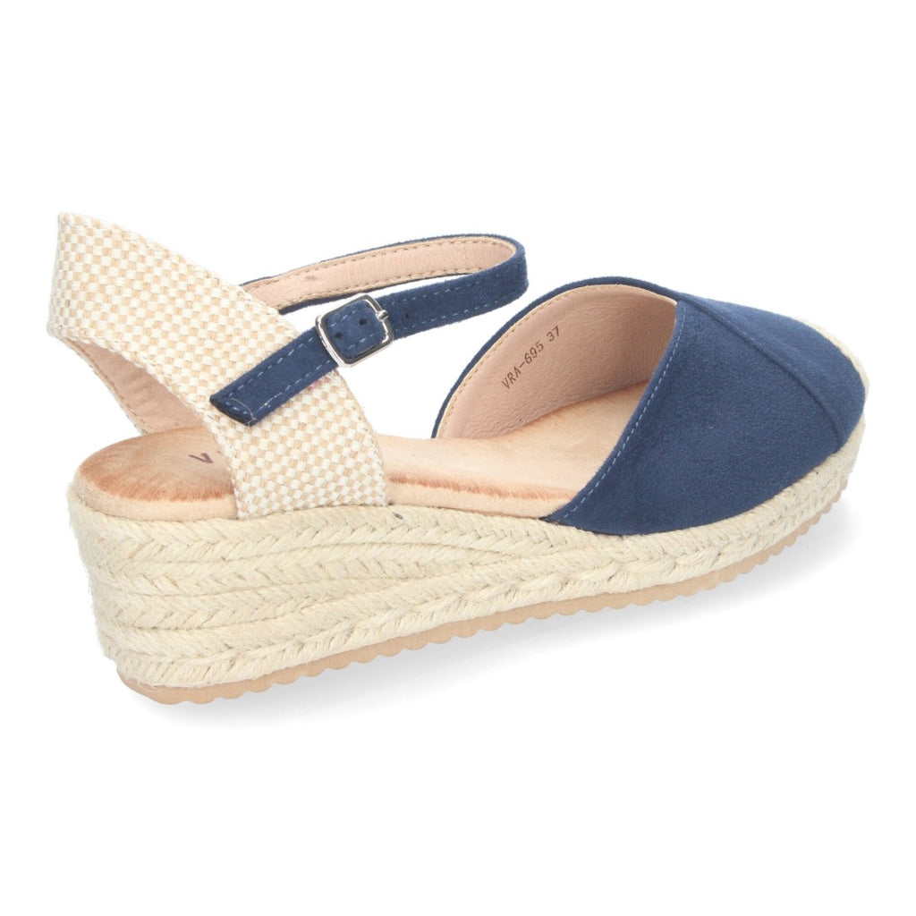 Sandalias Azul Marino Mujer Cuña Yute Cómodas Elegantes