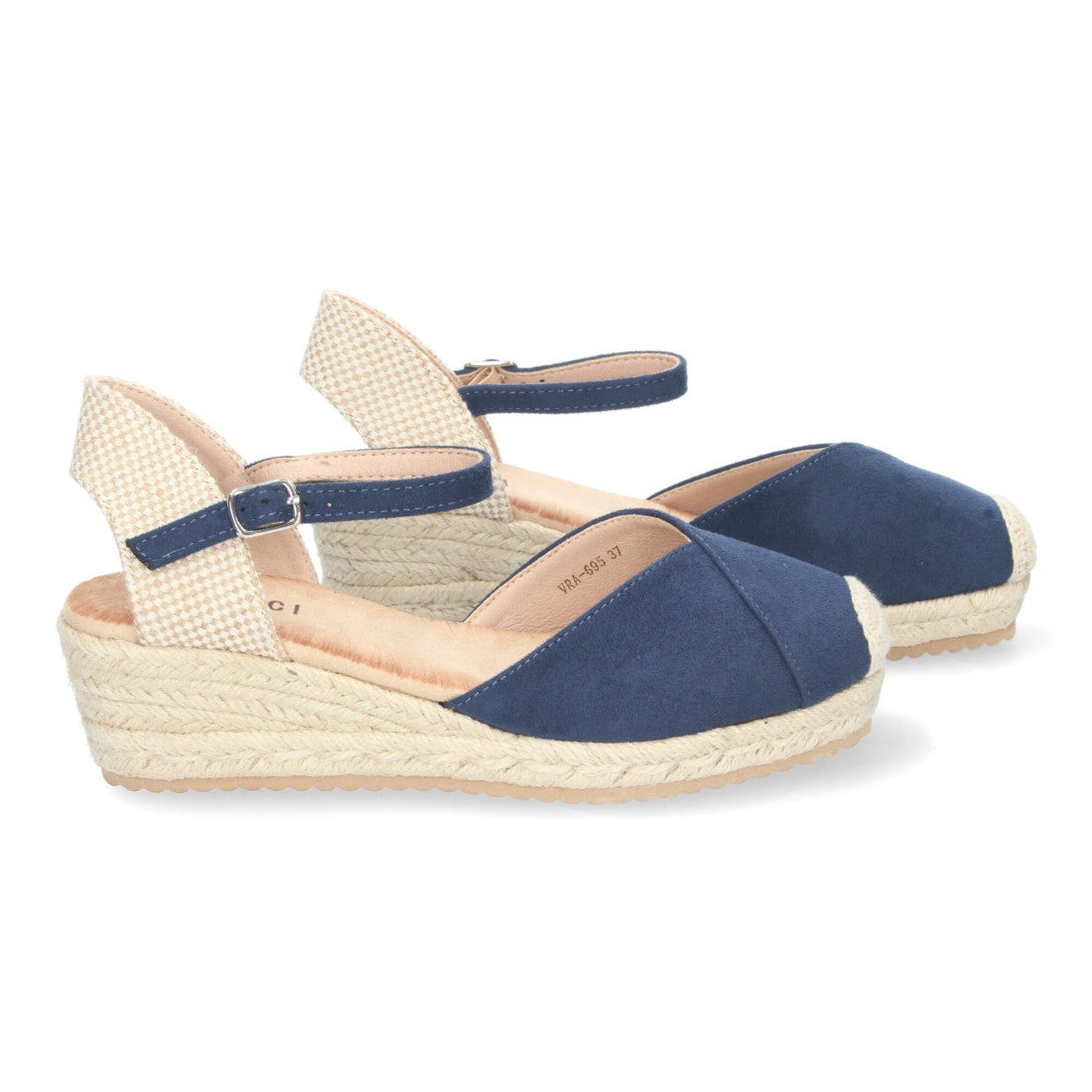 Sandalias Azul Marino Mujer Cuña Yute Cómodas Elegantes