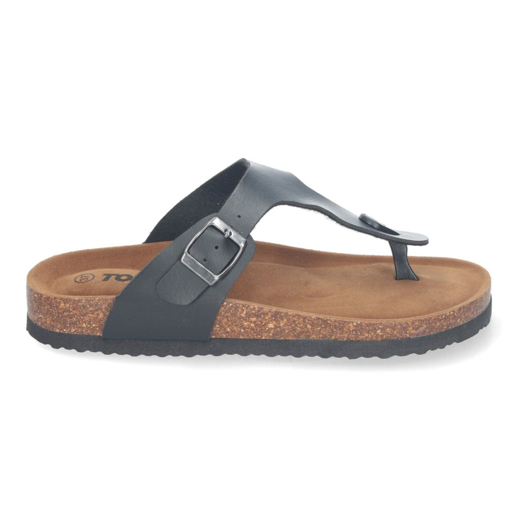 Sandalias Negras Mujer Planas Esclava Planta Bio Cómodas