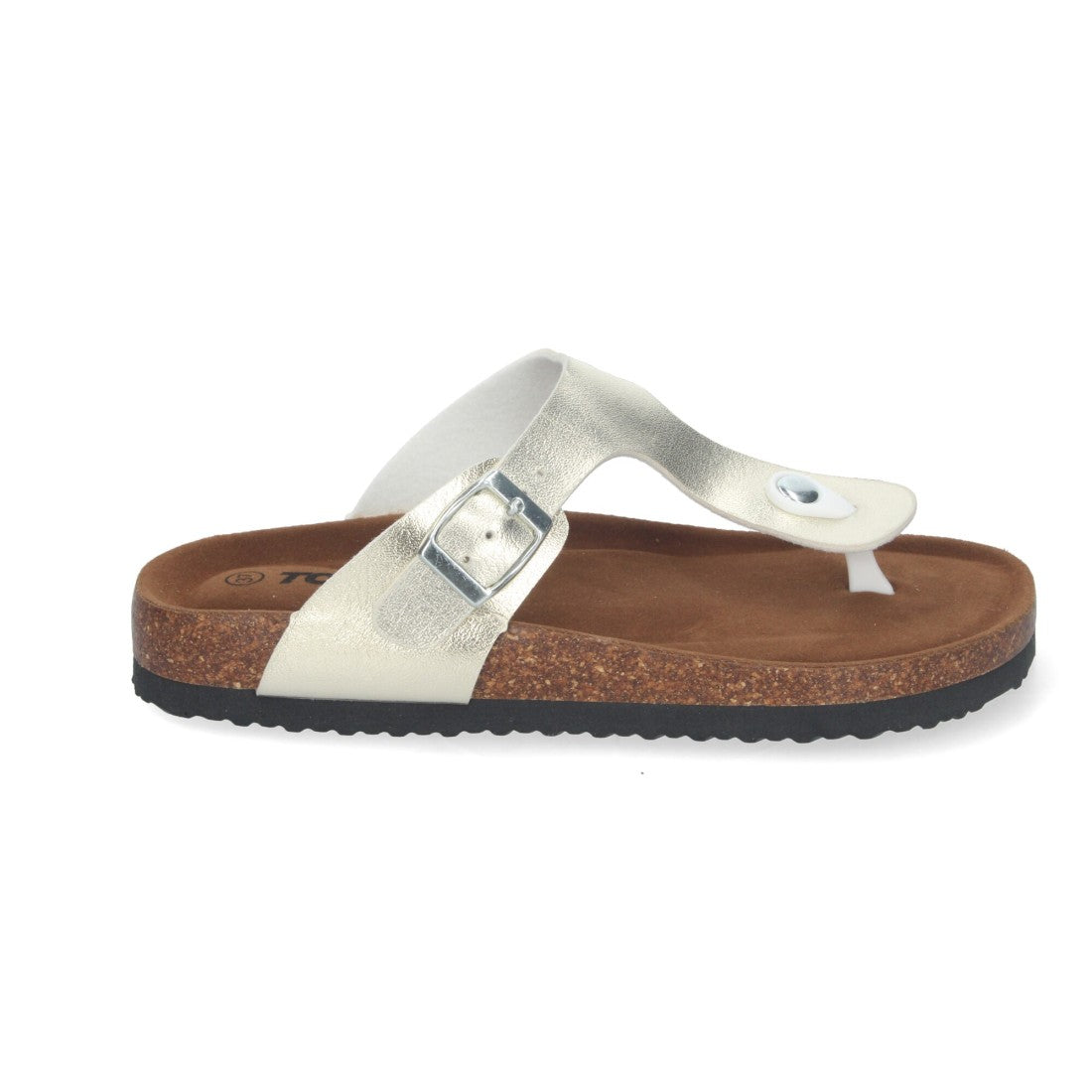 Sandalias Doradas Mujer Planas Esclava Planta Bio Cómodas