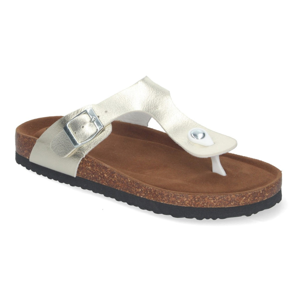 Sandalias Doradas Mujer Planas Esclava Planta Bio Cómodas