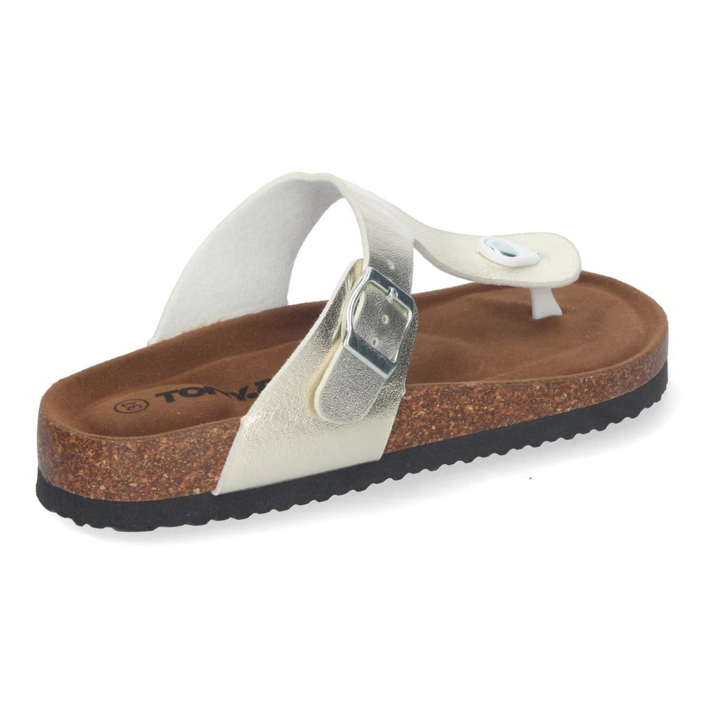 Sandalias Doradas Mujer Planas Esclava Planta Bio Cómodas