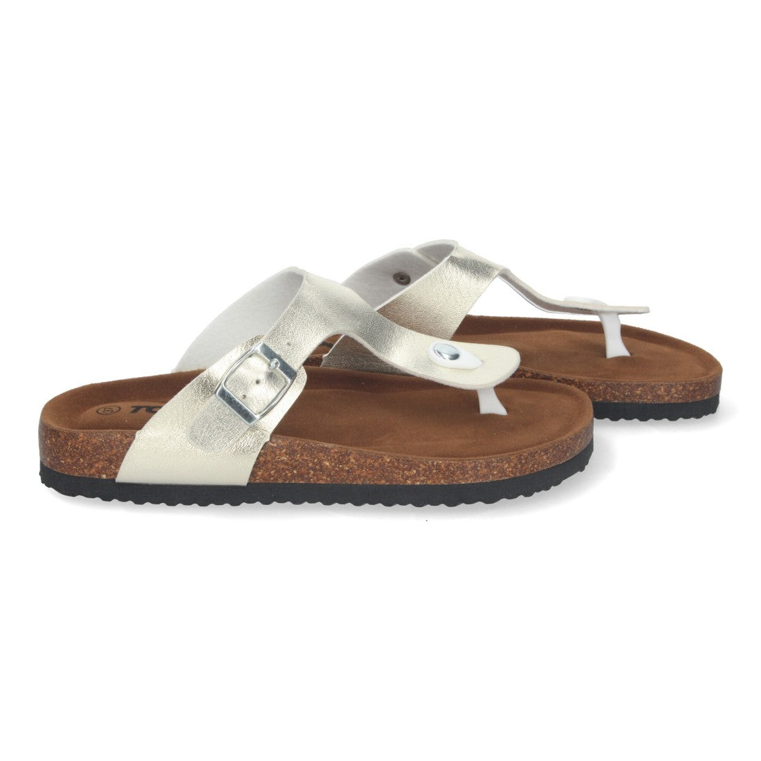 Sandalias Doradas Mujer Planas Esclava Planta Bio Cómodas