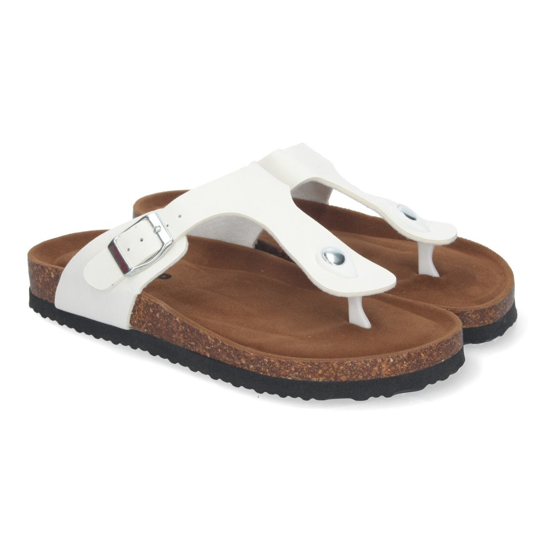 Sandalias Blancas Mujer Planas Esclava Planta Bio Cómodas