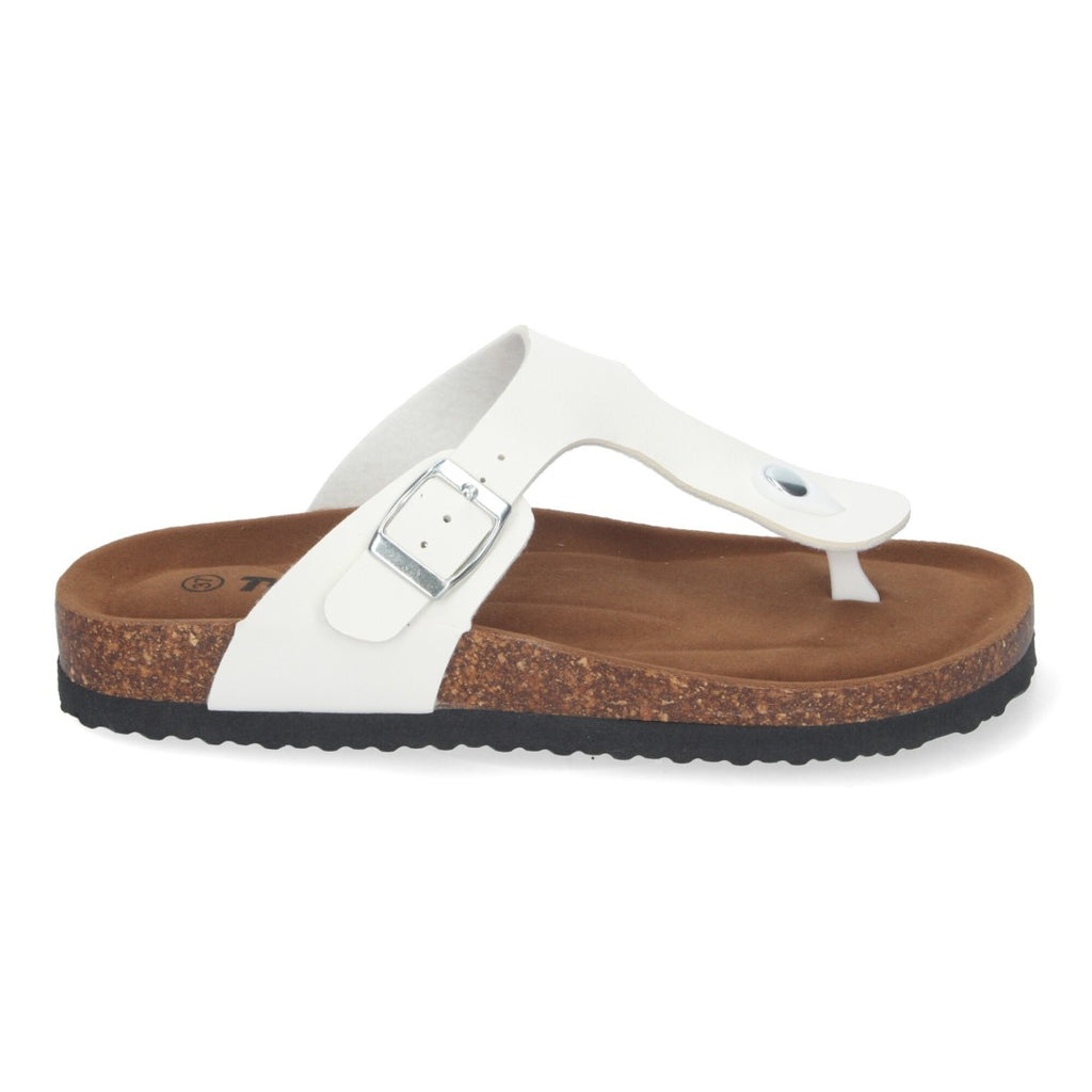 Sandalias Blancas Mujer Planas Esclava Planta Bio Cómodas