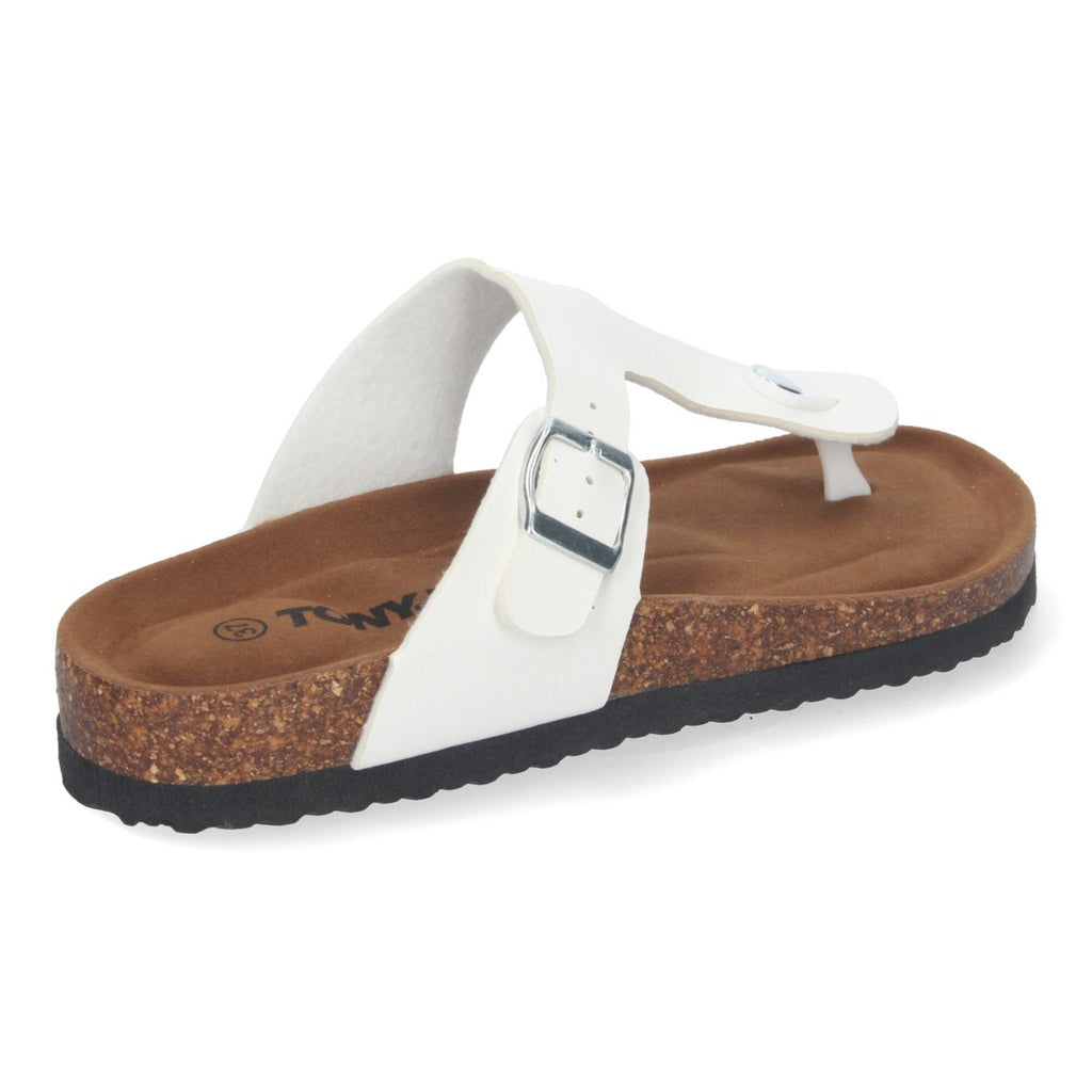 Sandalias Blancas Mujer Planas Esclava Planta Bio Cómodas