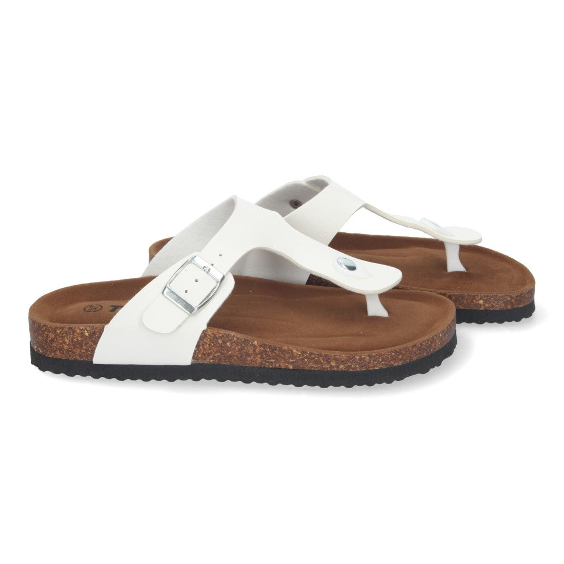 Sandalias Blancas Mujer Planas Esclava Planta Bio Cómodas