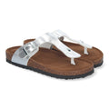 Sandalias Plateadas Mujer Planas Esclava Planta Bio Cómodas