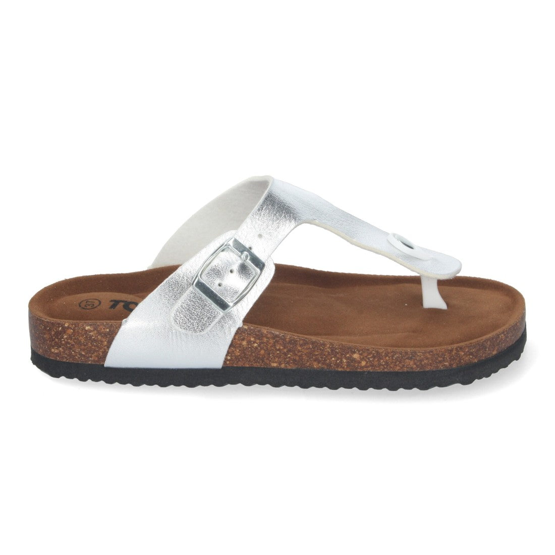 Sandalias Plateadas Mujer Planas Esclava Planta Bio Cómodas