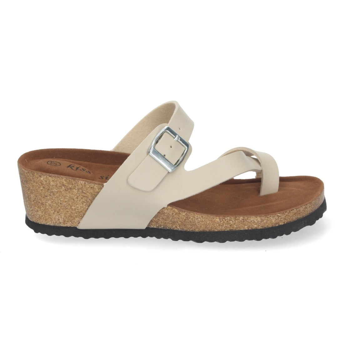 Sandalias Beige Mujer Cuña Bio Esclava Talón Abierto Cómodas