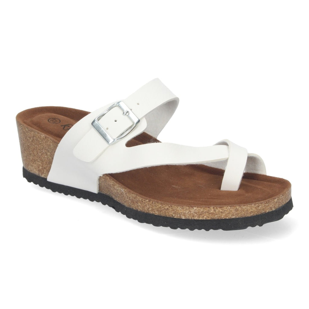 Sandalias Blancas Mujer Cuña Bio Esclava Talón Abierto Cómodas