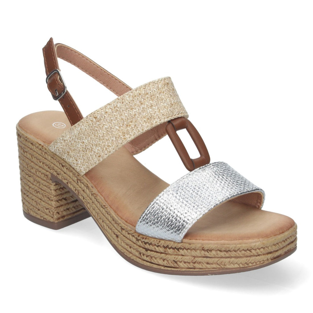 Sandalias Plateadas Mujer Tacón Verano Estilizado Elegantes Confortables
