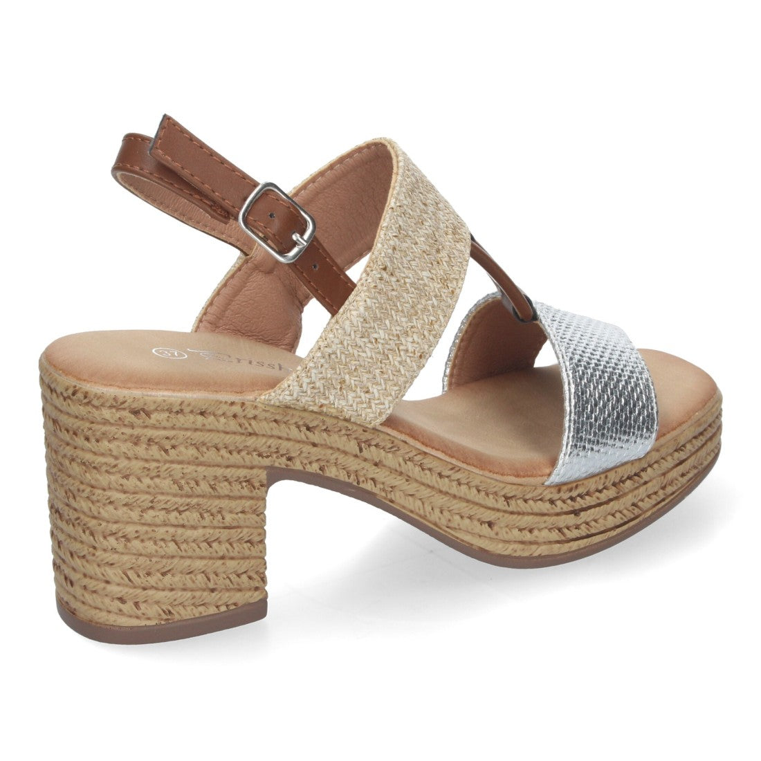 Sandalias Plateadas Mujer Tacón Verano Estilizado Elegantes Confortables