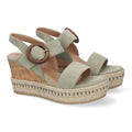 Sandalias Verdes Mujer Cuña Yute Tiras Cruzadas Hebilla Decorativa Verano