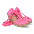 Sandalias Fucsia Mujer Cuña Yute Estilo Valenciana