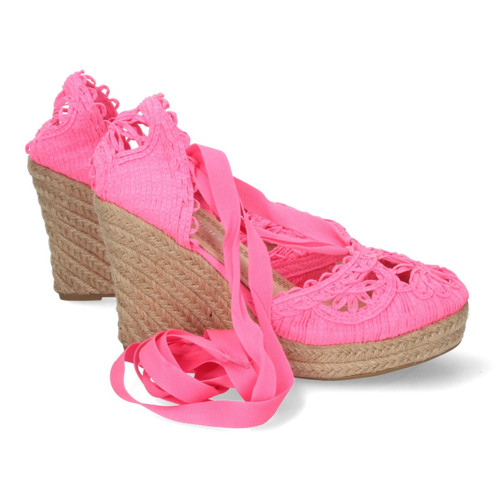 Sandalias Fucsia Mujer Cuña Yute Estilo Valenciana