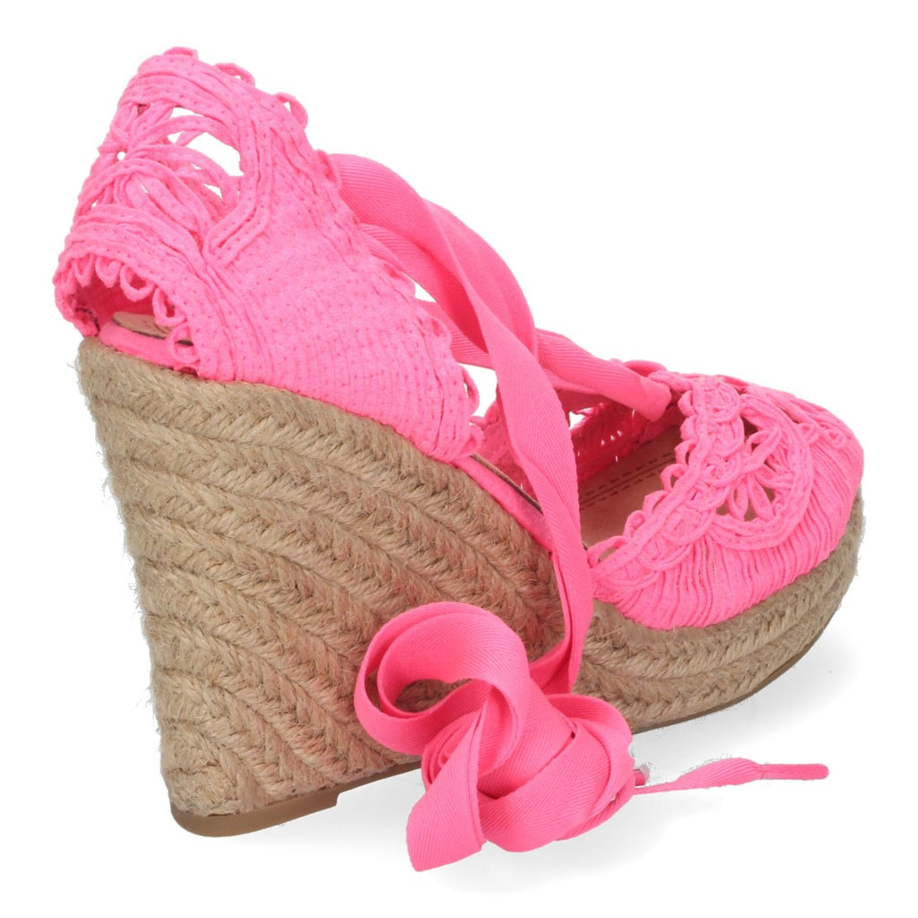 Sandalias Fucsia Mujer Cuña Yute Estilo Valenciana