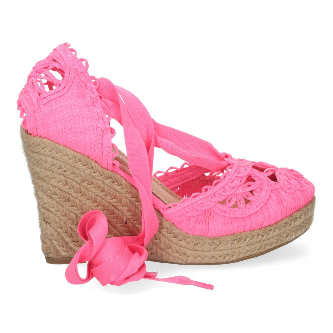 Sandalias Fucsia Mujer Cuña Yute Estilo Valenciana