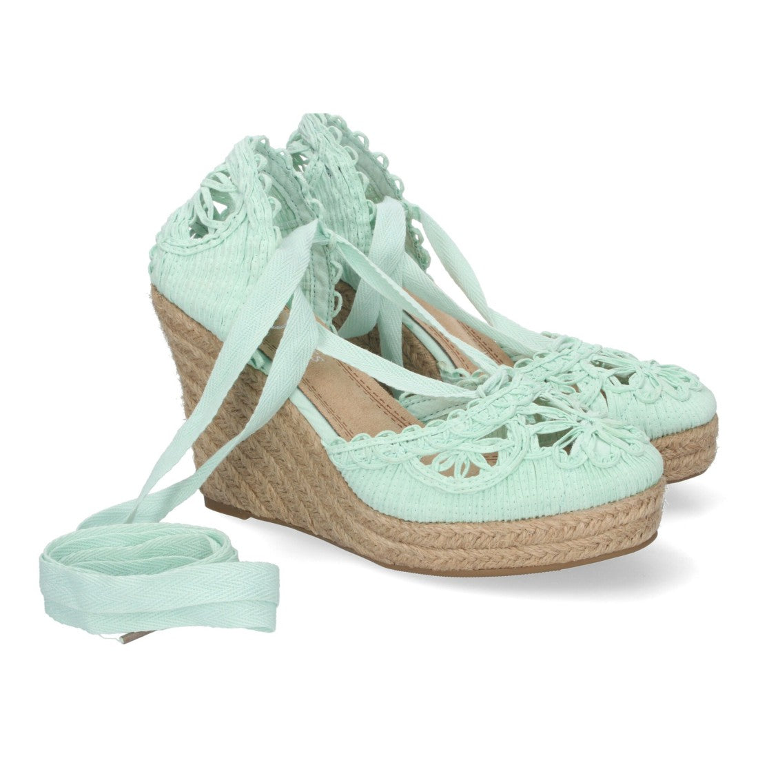 Sandalias Verdes Mujer Cuña Yute Estilo Valenciana