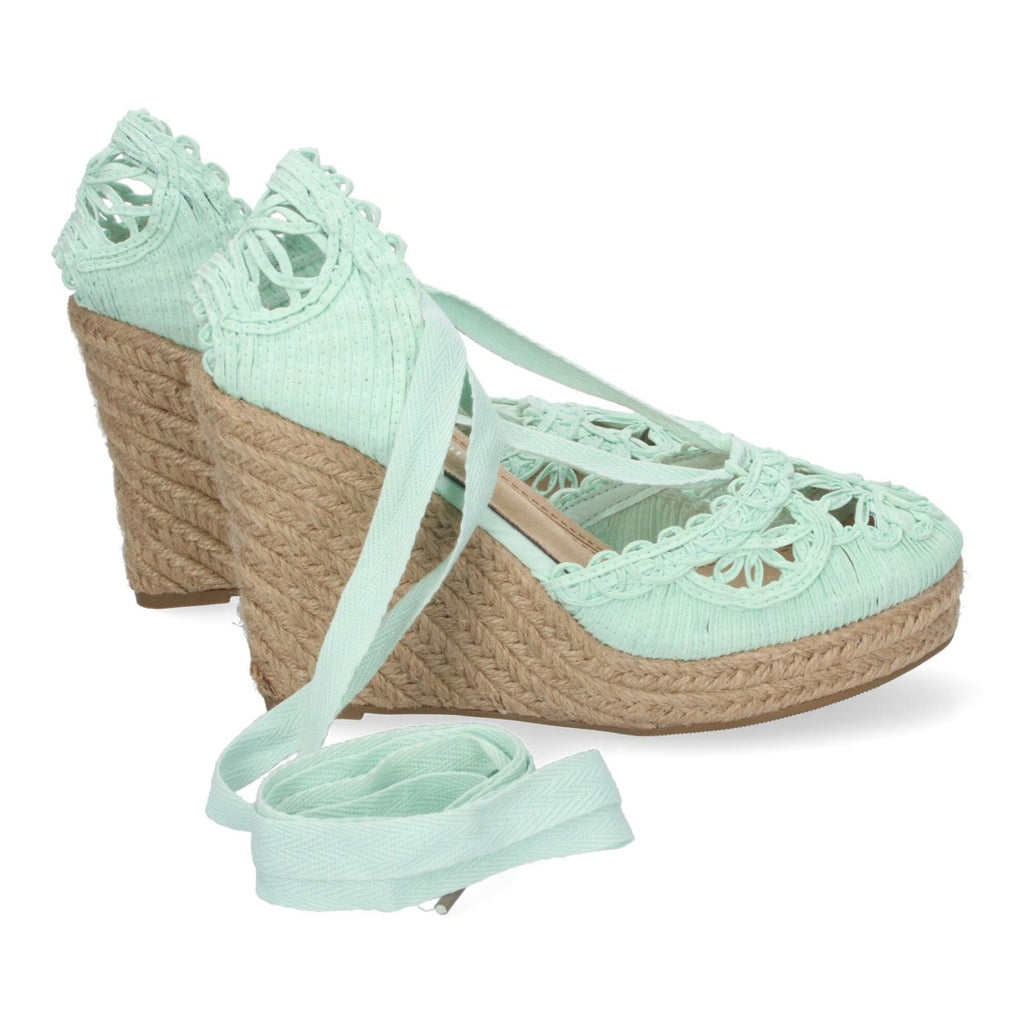 Sandalias Verdes Mujer Cuña Yute Estilo Valenciana