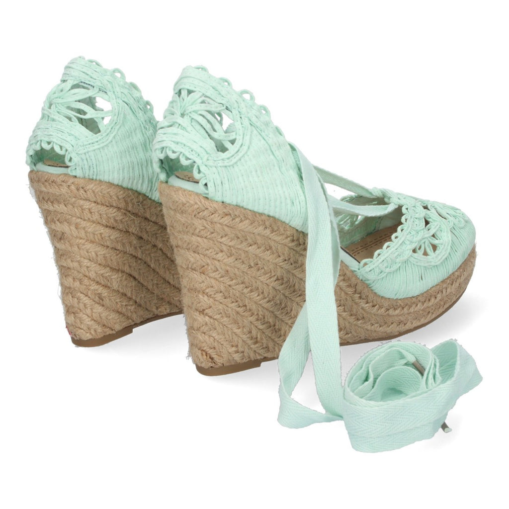 Sandalias Verdes Mujer Cuña Yute Estilo Valenciana