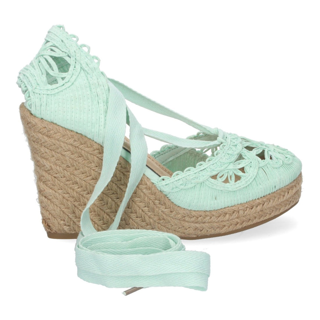 Sandalias Verdes Mujer Cuña Yute Estilo Valenciana