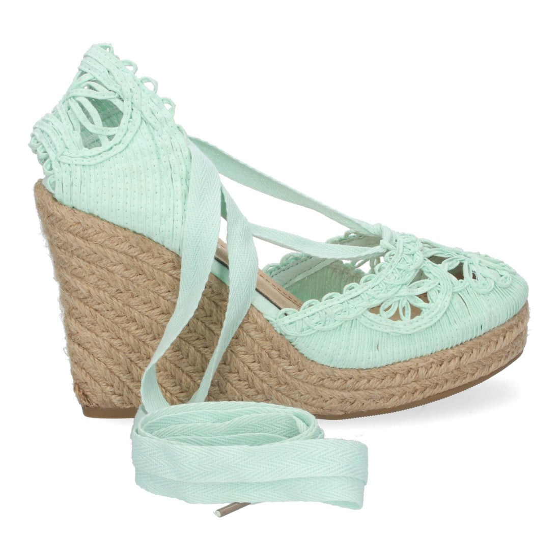 Sandalias Verdes Mujer Cuña Yute Estilo Valenciana