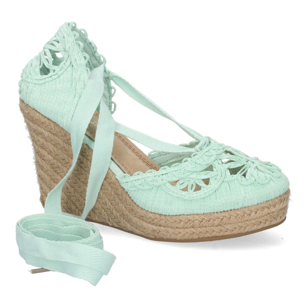 Sandalias Verdes Mujer Cuña Yute Estilo Valenciana