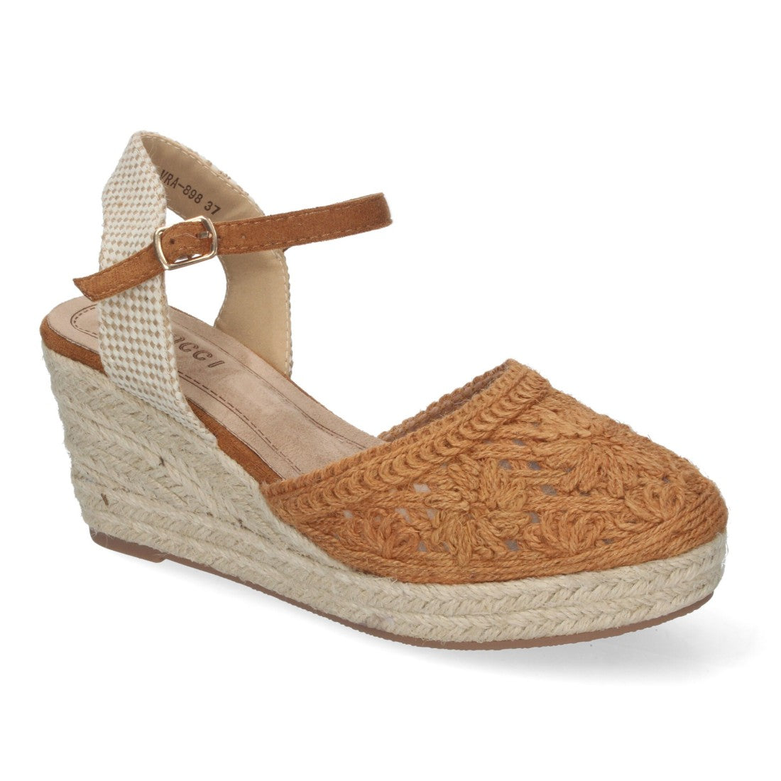 Sandalias Cuero Mujer Cuña Yute Valenciana Bordados Flores