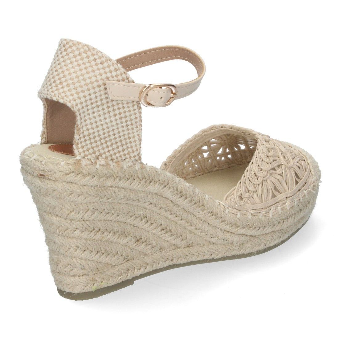 Sandalias Beige Mujer Cuña Yute Valenciana Bordados Flores