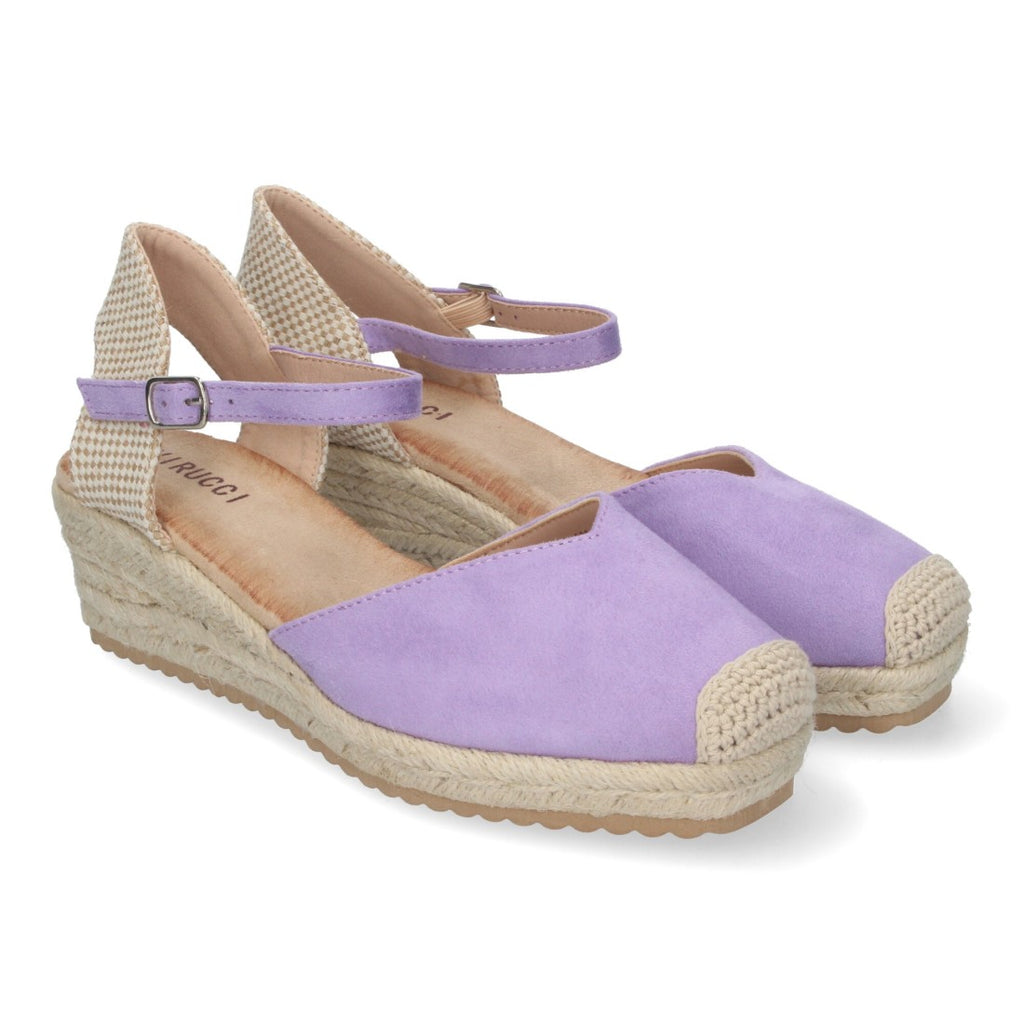 Sandalias Lilas Mujer Cuña Yute Pala Cerrada Cómodas