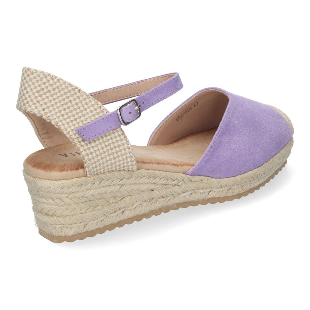 Sandalias Lilas Mujer Cuña Yute Pala Cerrada Cómodas