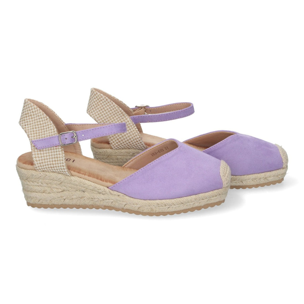 Sandalias Lilas Mujer Cuña Yute Pala Cerrada Cómodas