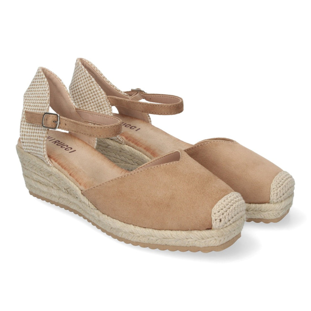 Sandalias Taupe Mujer Cuña Yute Pala Cerrada Cómodas