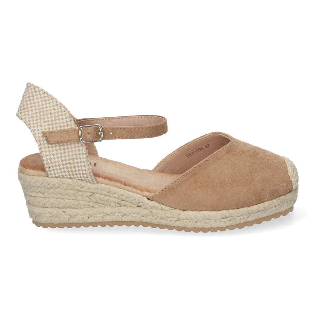Sandalias Taupe Mujer Cuña Yute Pala Cerrada Cómodas
