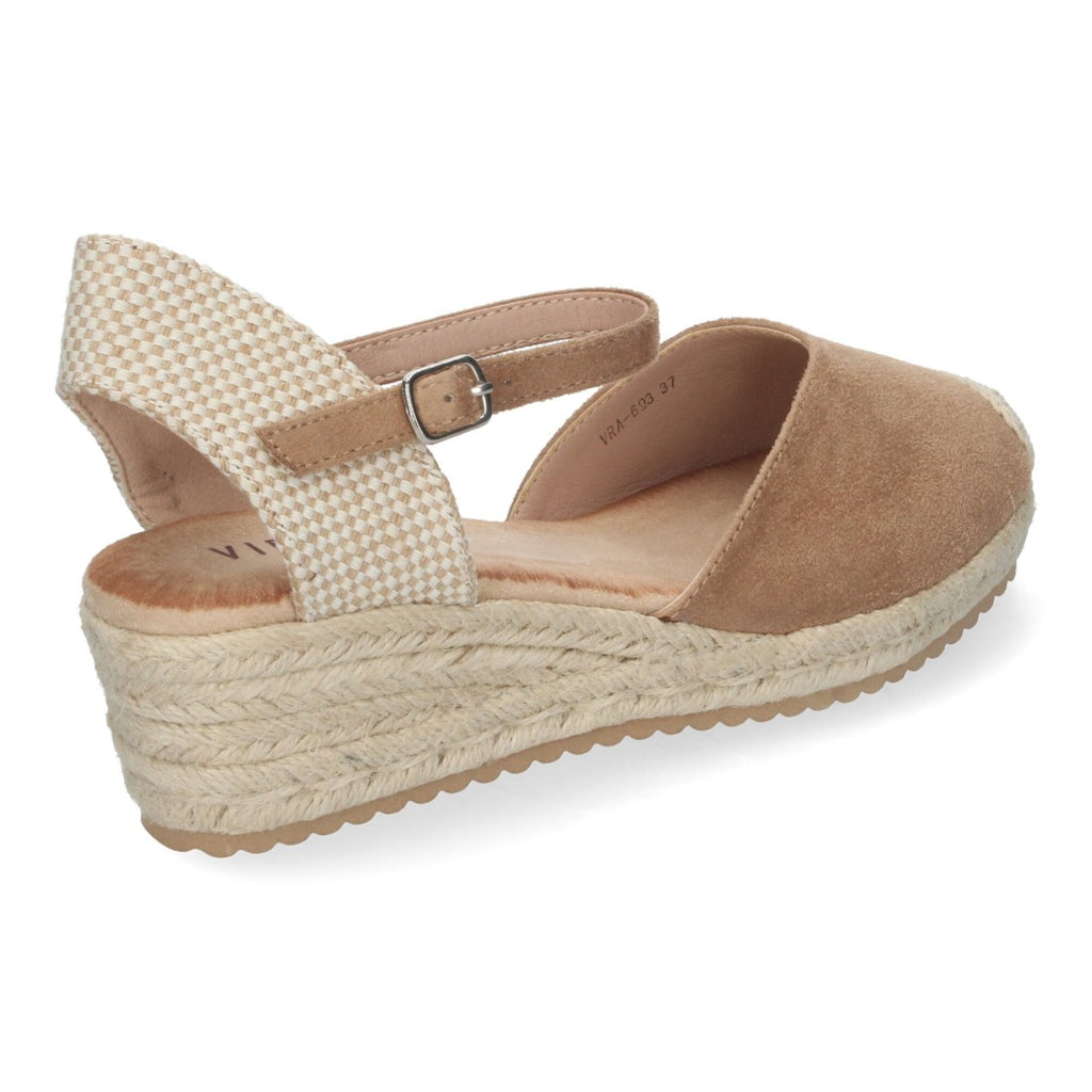 Sandalias Taupe Mujer Cuña Yute Pala Cerrada Cómodas