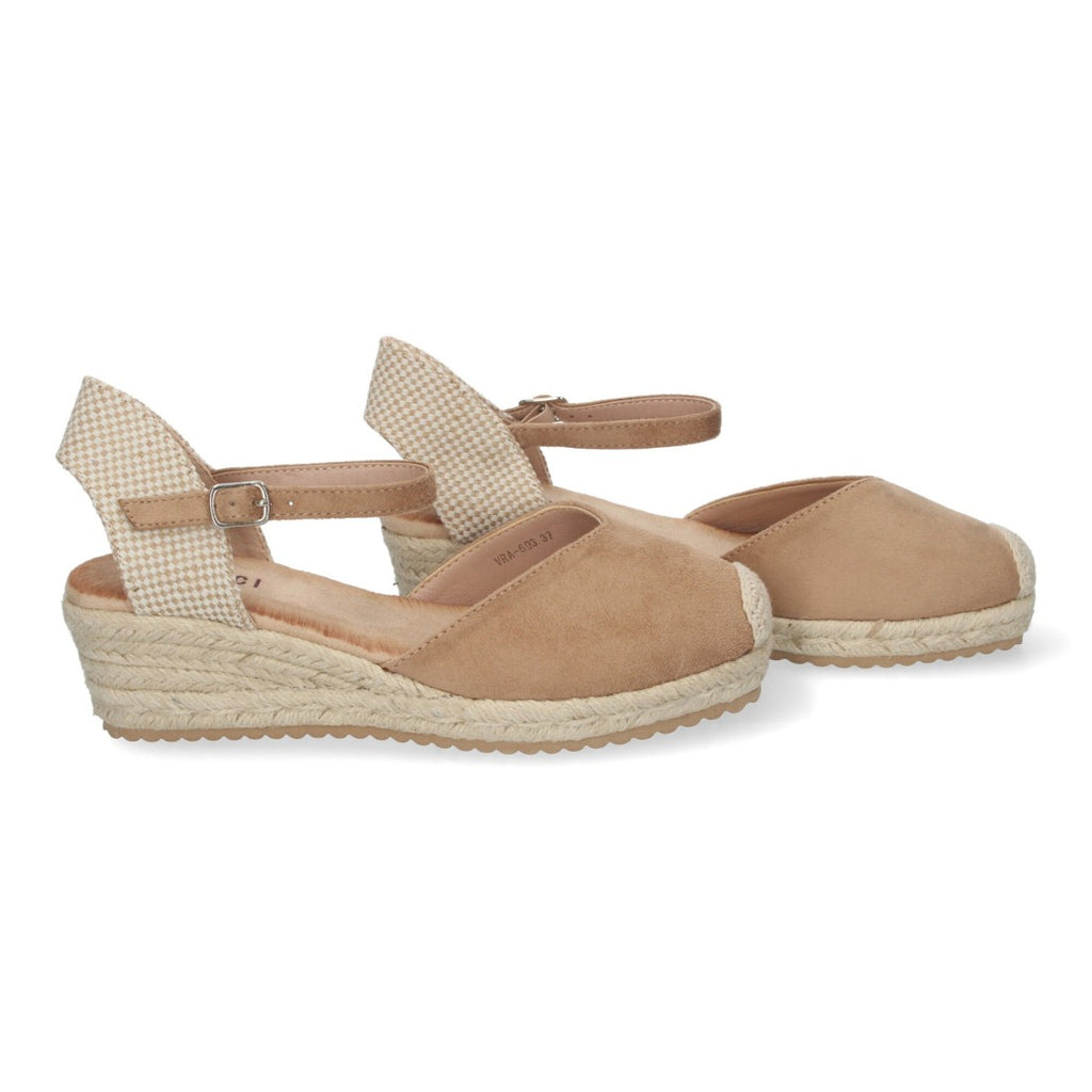 Sandalias Taupe Mujer Cuña Yute Pala Cerrada Cómodas