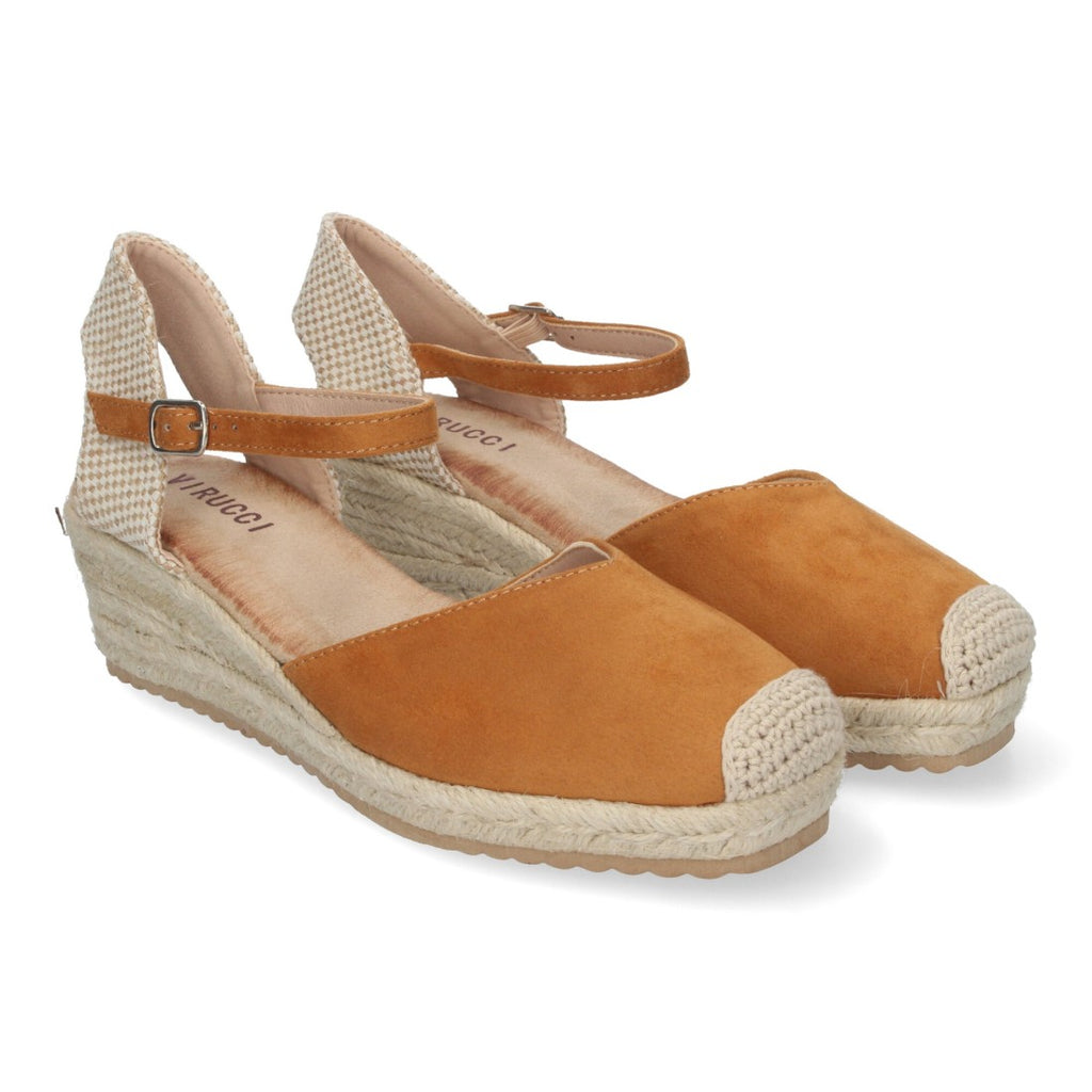 Sandalias Cuero Mujer Cuña Yute Pala Cerrada Cómodas