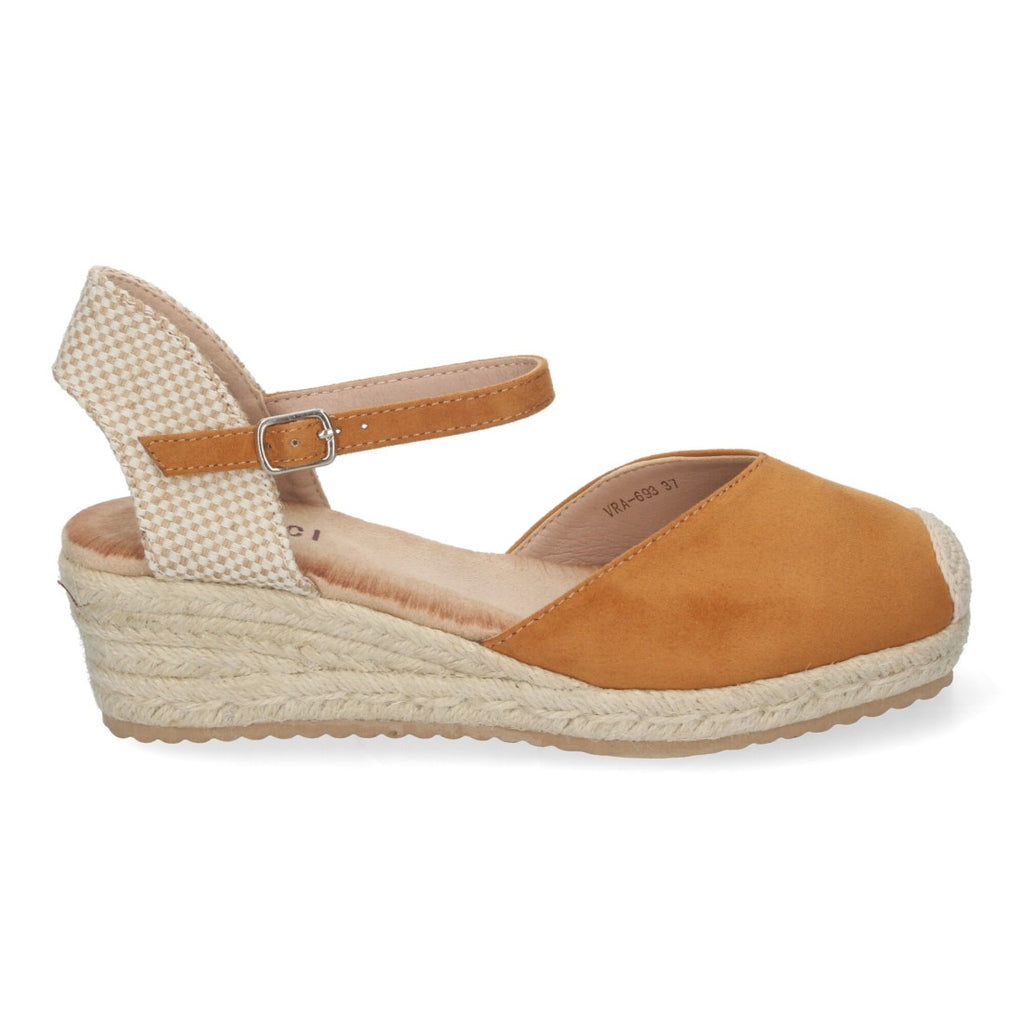 Sandalias Cuero Mujer Cuña Yute Pala Cerrada Cómodas