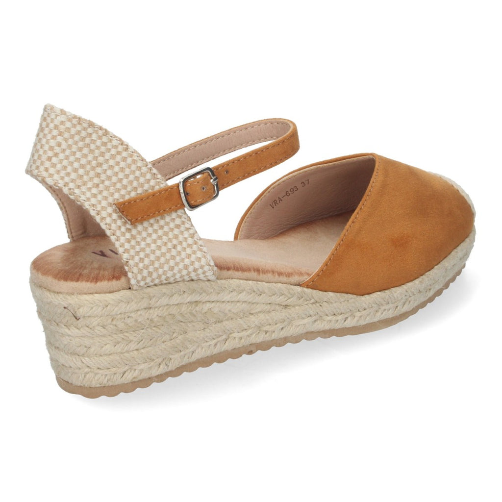 Sandalias Cuero Mujer Cuña Yute Pala Cerrada Cómodas