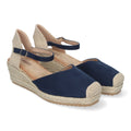 Sandalias Azul Marino Mujer Cuña Yute Pala Cerrada Cómodas