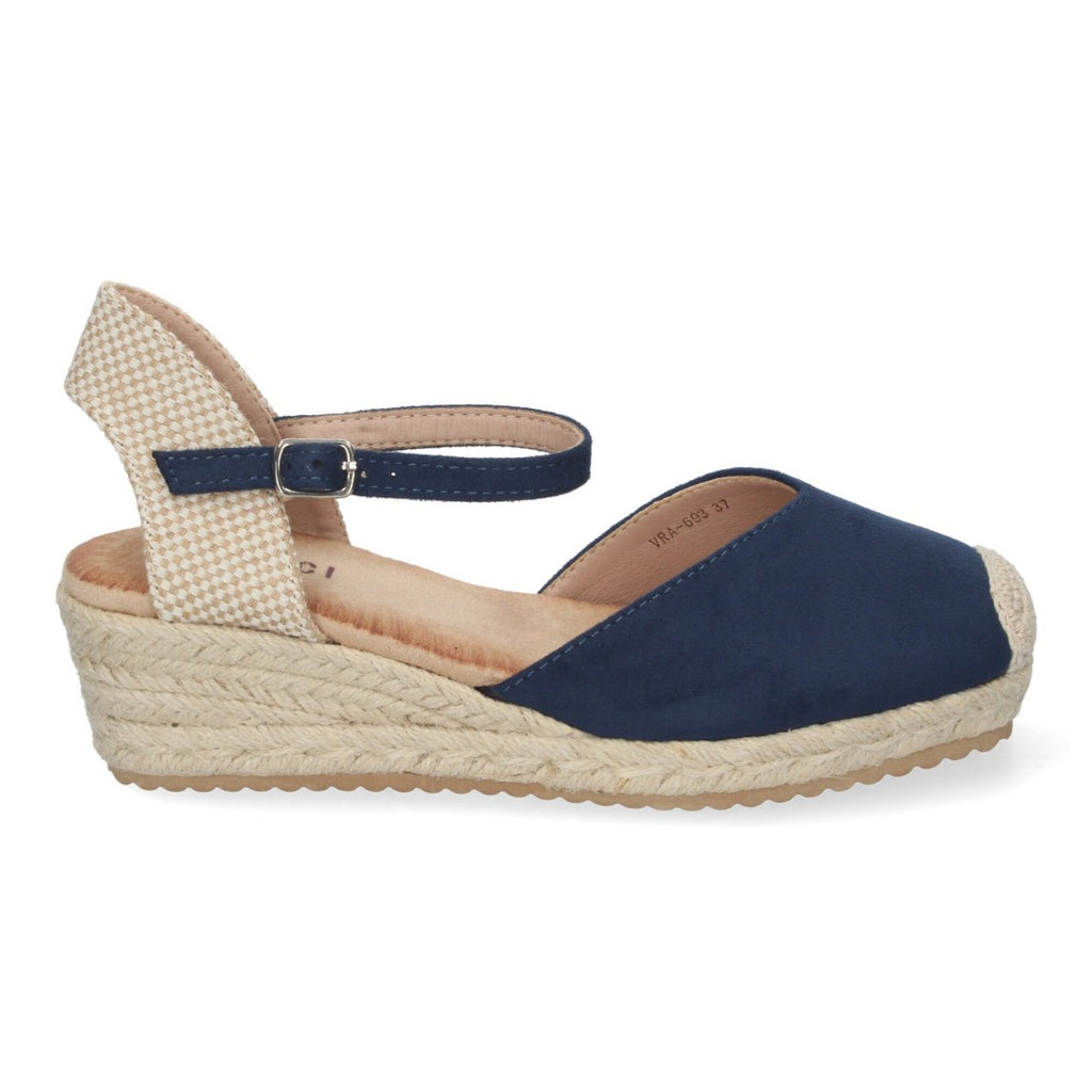 Sandalias Azul Marino Mujer Cuña Yute Pala Cerrada Cómodas