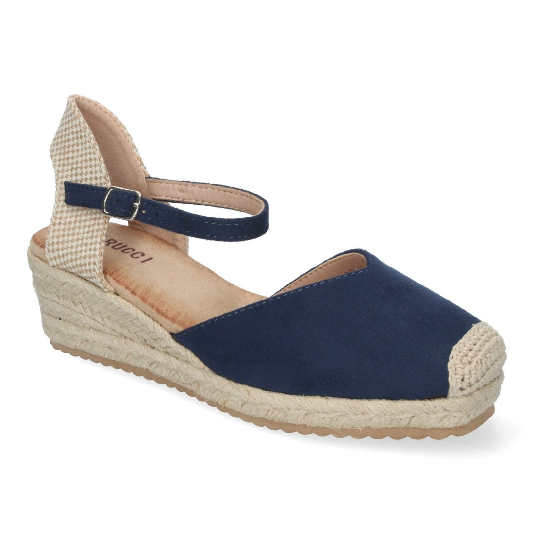Sandalias Azul Marino Mujer Cuña Yute Pala Cerrada Cómodas