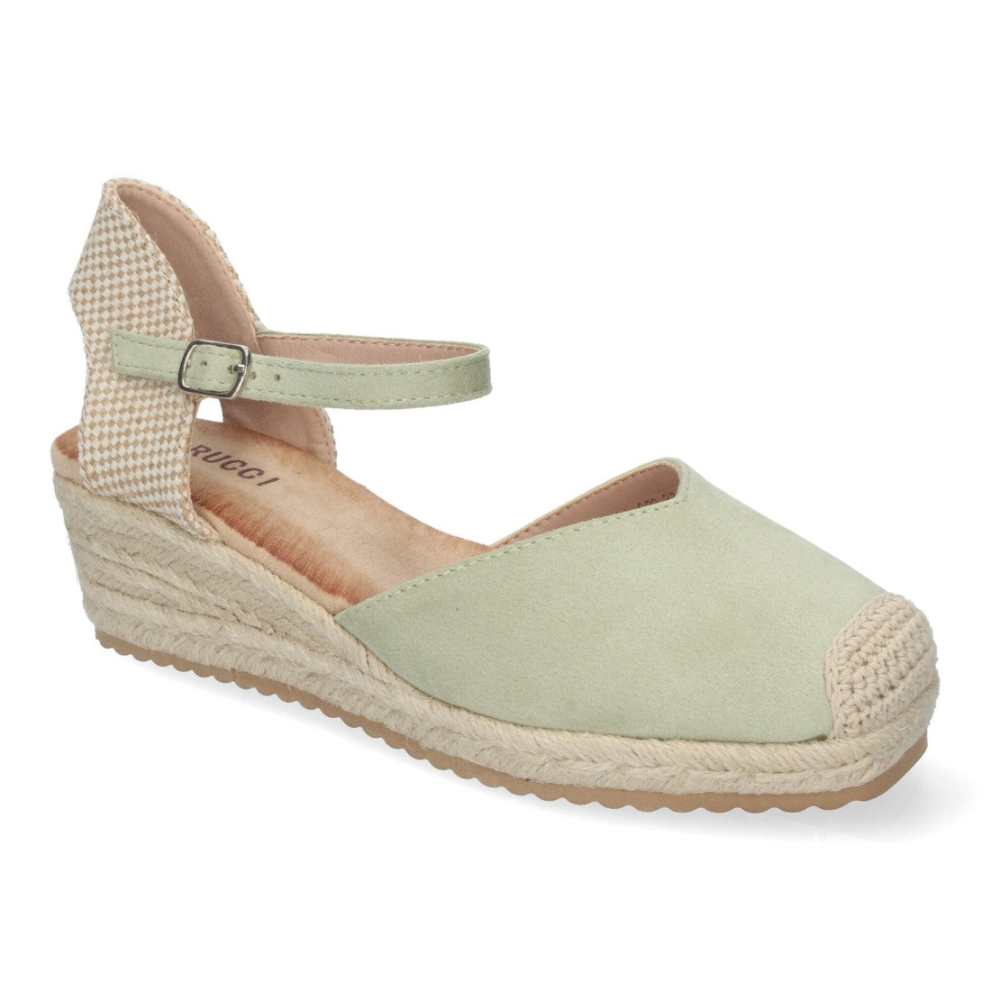 Sandalias Verdes Mujer Cuña Yute Pala Cerrada Cómodas