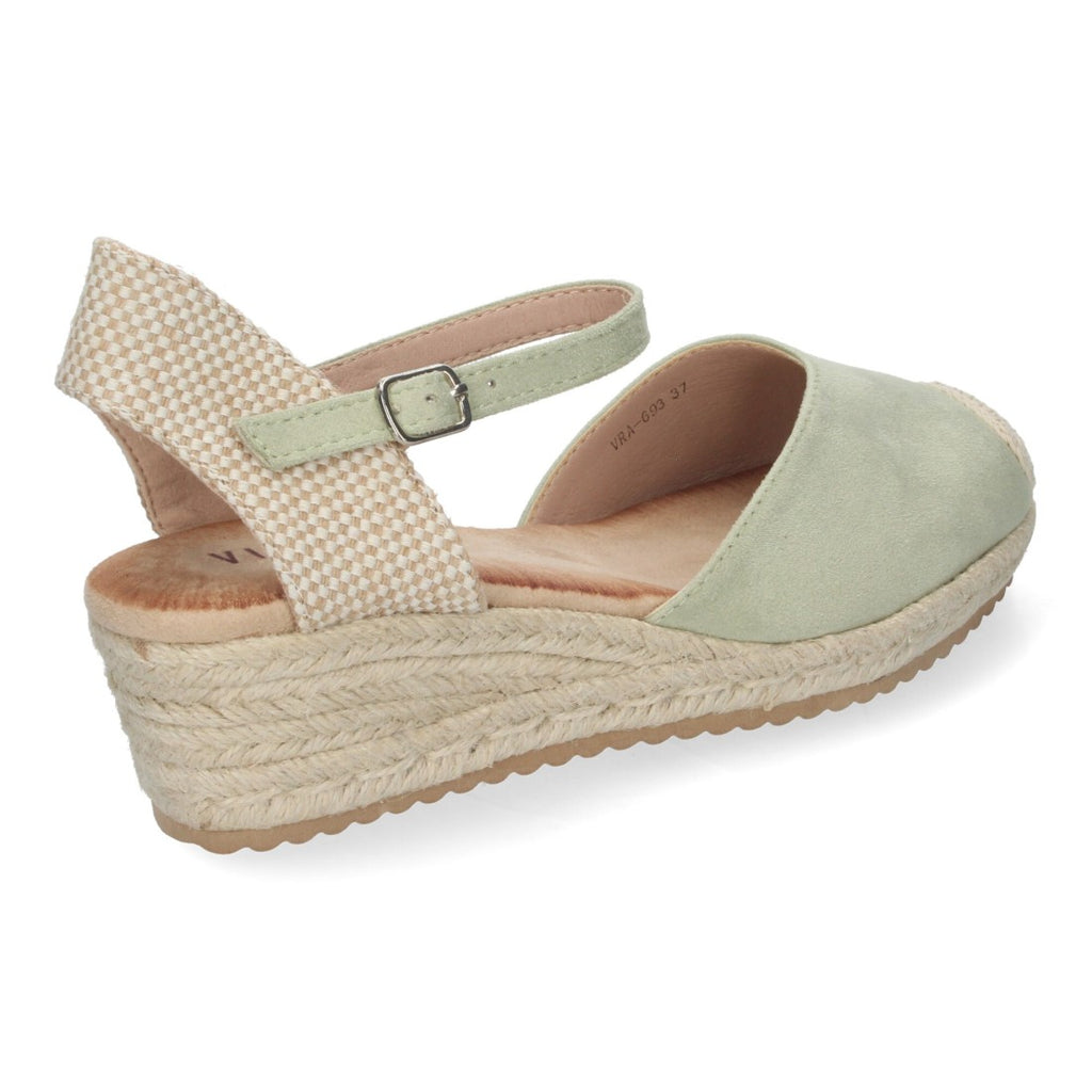 Sandalias Verdes Mujer Cuña Yute Pala Cerrada Cómodas