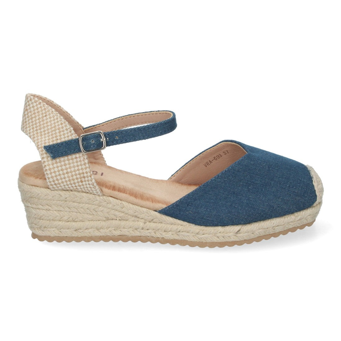 Sandalias Jeans Mujer Cuña Yute Pala Cerrada Cómodas