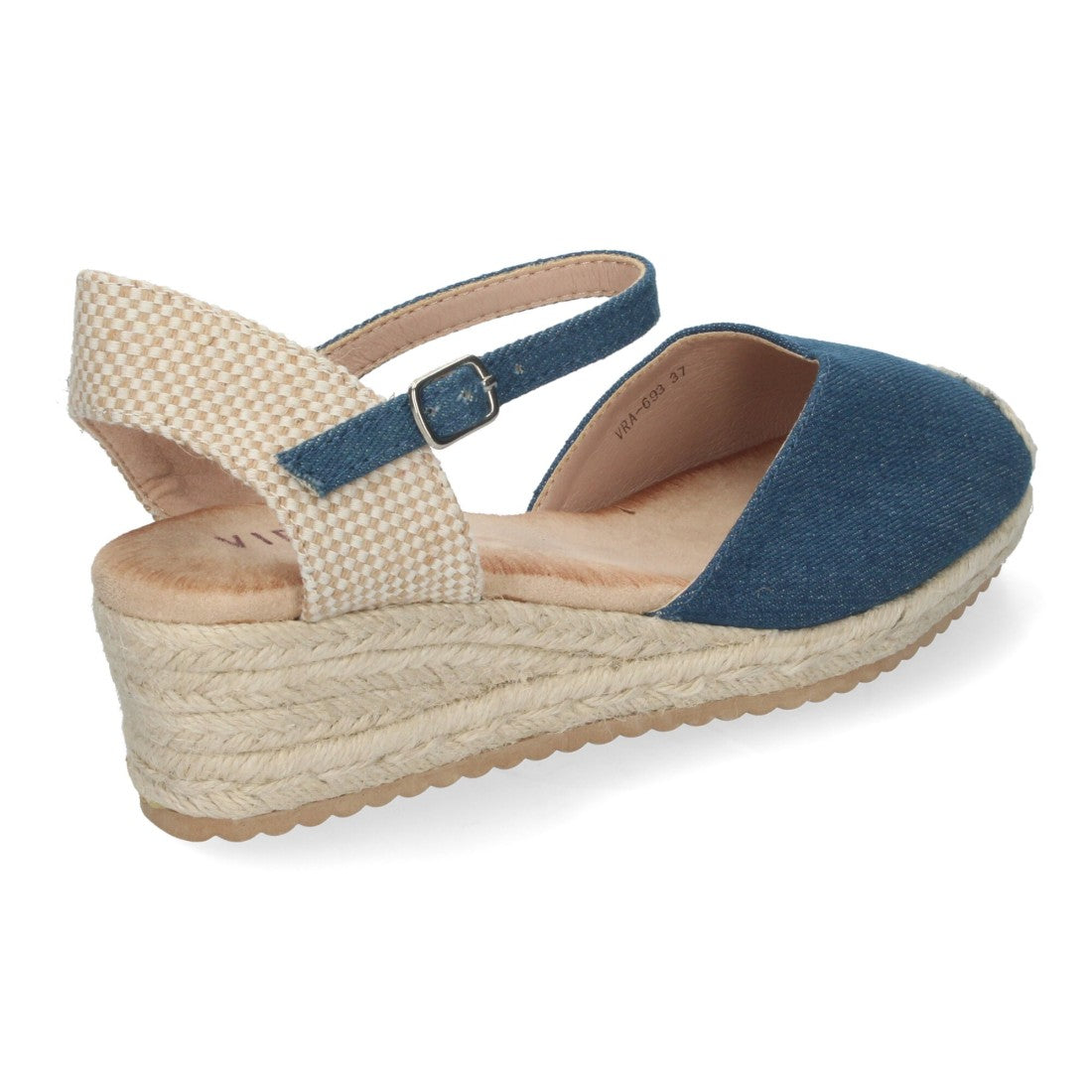 Sandalias Jeans Mujer Cuña Yute Pala Cerrada Cómodas